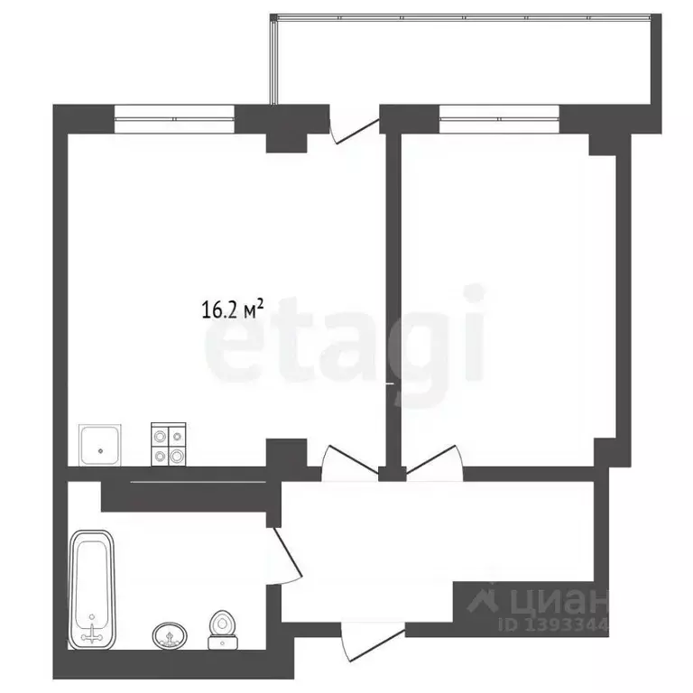 1-к кв. Тюменская область, Тюмень ул. Константина Посьета, 4 (40.7 м) - Фото 2