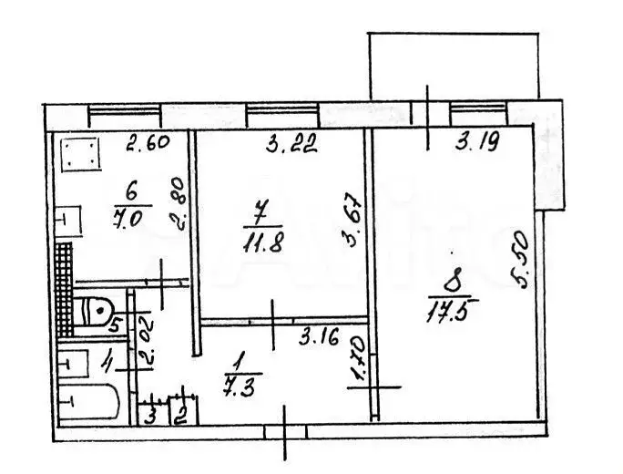 2-к. квартира, 47,4 м, 1/9 эт. - Фото 0