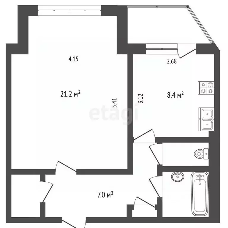 1-к кв. Ямало-Ненецкий АО, Ноябрьск Магистральная ул., 103 (44.2 м) - Фото 2