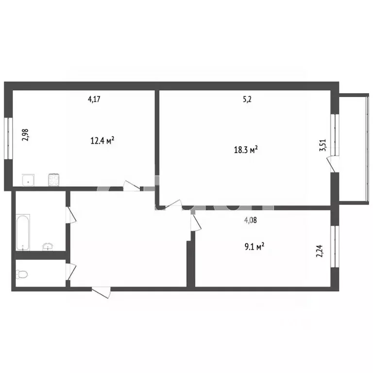 2-к кв. Ханты-Мансийский АО, Сургут ул. Лермонтова, 11/1 (53.5 м) - Фото 1