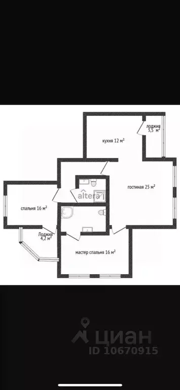 3-к кв. Татарстан, Казань ул. Сибгата Хакима, 43 (90.6 м) - Фото 2