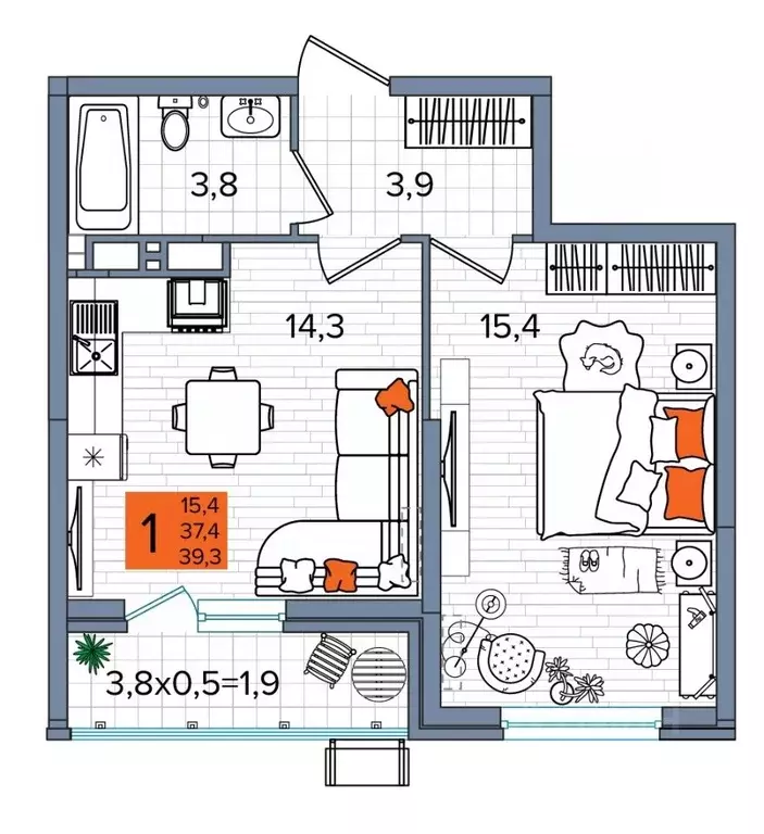 1-к кв. Краснодарский край, Краснодар ул. Константина Гондаря, 98 ... - Фото 1