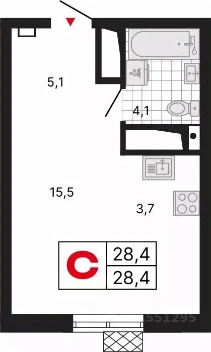 Студия Свердловская область, Екатеринбург ул. Шаумяна, 11 (28.45 м) - Фото 1