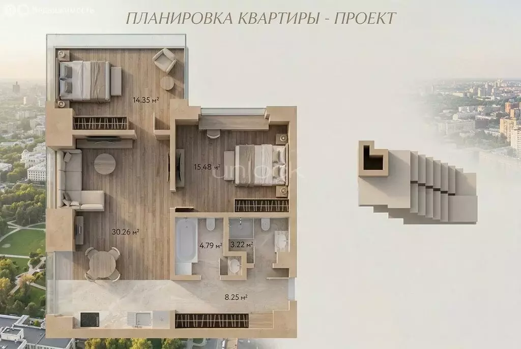 2-комнатная квартира: Москва, проспект Академика Сахарова, 7 (77.5 м) - Фото 2
