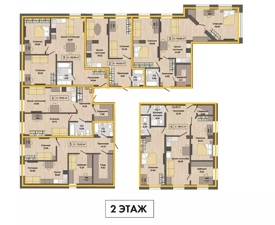 3-комнатная квартира: Миасс, микрорайон Комарово (72.02 м) - Фото 1