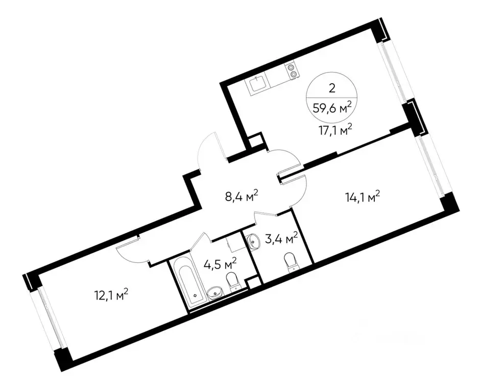 2-к кв. Москва Переделкино Ближнее мкр, 18-й кв-л,  (59.6 м) - Фото 0