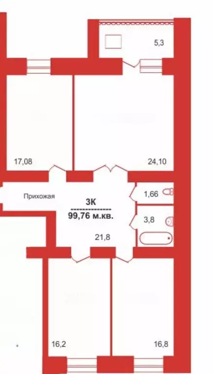 Продаётся 3-к квартира, 95.9 м - Фото 1