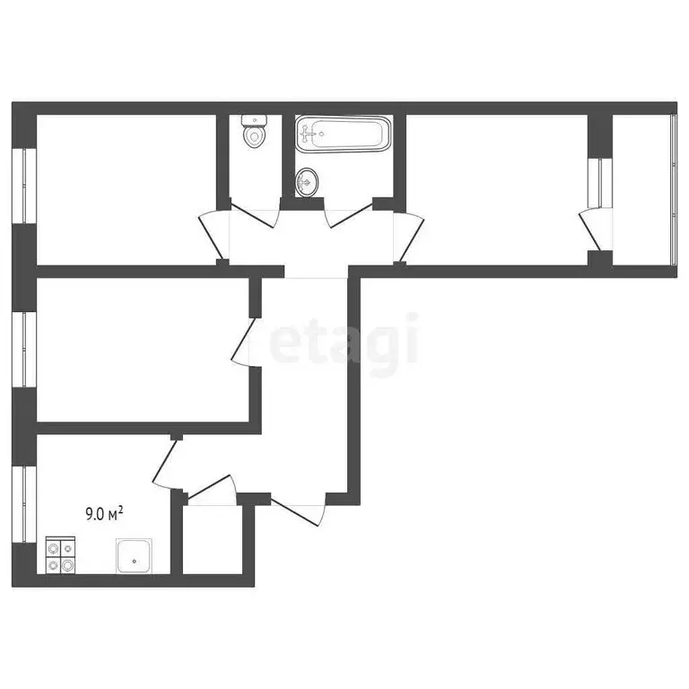 3-комнатная квартира: Тюмень, улица Мельникайте, 130 (65.1 м) - Фото 1