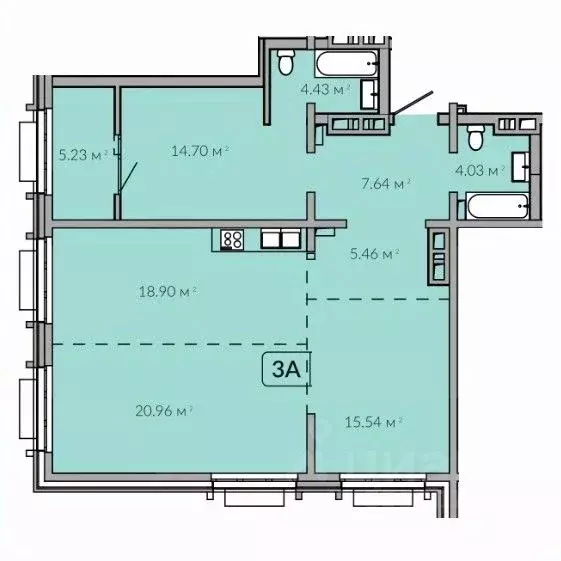 3-к кв. Иркутская область, Иркутск Байкальская ул., 91 (96.89 м) - Фото 1