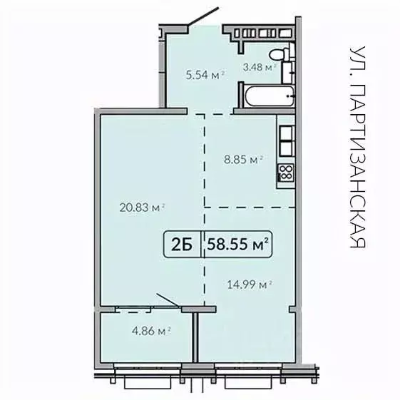 2-к кв. Иркутская область, Иркутск Байкальская ул., 89 (58.67 м) - Фото 0