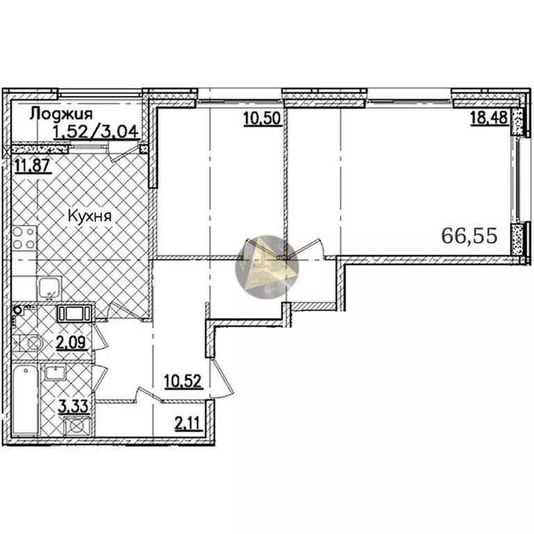 2-к кв. Санкт-Петербург просп. Маршала Блюхера, 3к3 (66.55 м) - Фото 2