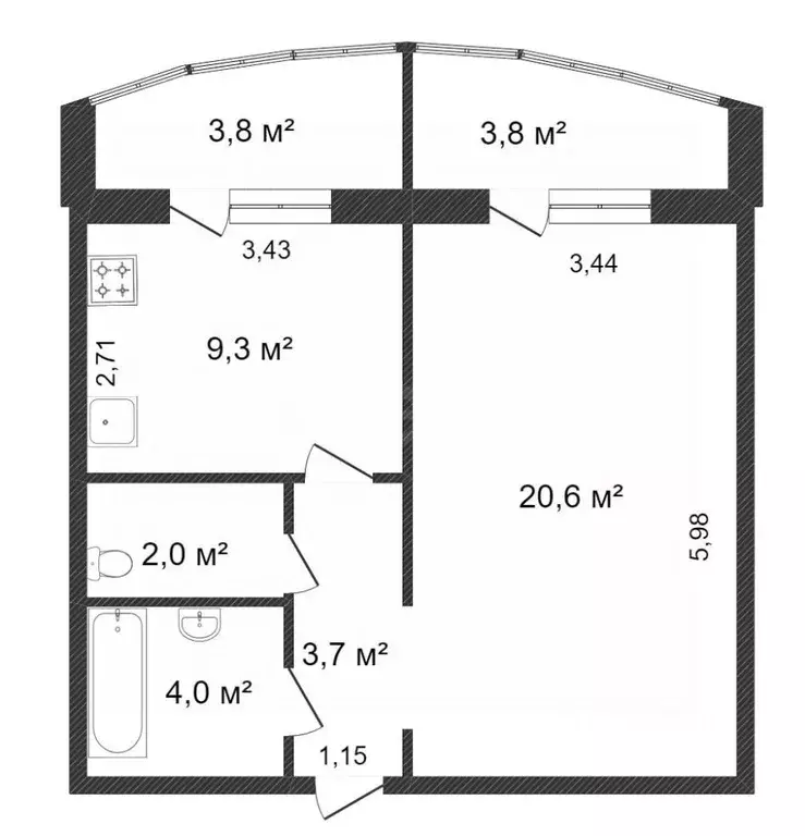 1-к кв. Тюменская область, Тюмень ул. Монтажников, 41 (40.0 м) - Фото 2