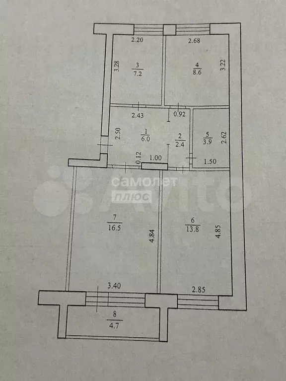 3-к. квартира, 59,9 м, 1/5 эт. - Фото 0