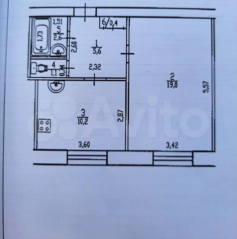 1-к. квартира, 38,9 м, 3/4 эт. - Фото 0