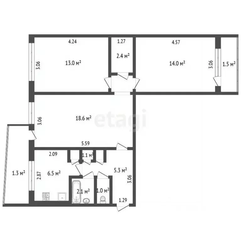 3-к кв. Мордовия, Саранск ул. Коваленко, 7 (64.0 м) - Фото 2