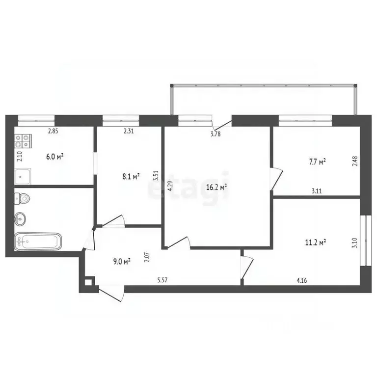 4-к кв. Московская область, Одинцово Можайское ш., 97 (64.2 м) - Фото 1