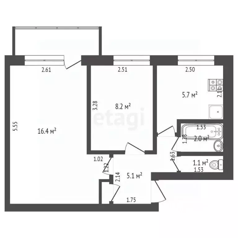2-к кв. Владимирская область, Ковров Моховая ул., 2/6 (42.5 м) - Фото 2
