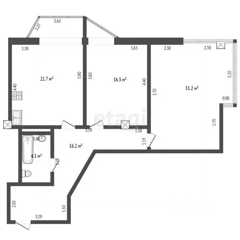 2-к кв. Краснодарский край, Анапа ул. Маяковского, 5 (89.7 м) - Фото 2