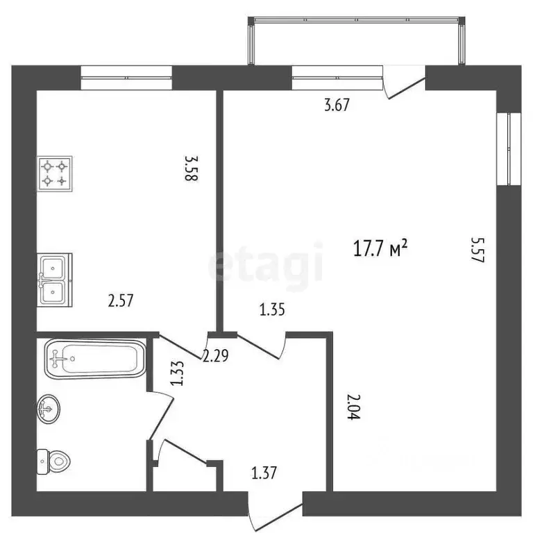 1-к кв. Санкт-Петербург Витебский просп., 81К1 (33.6 м) - Фото 1