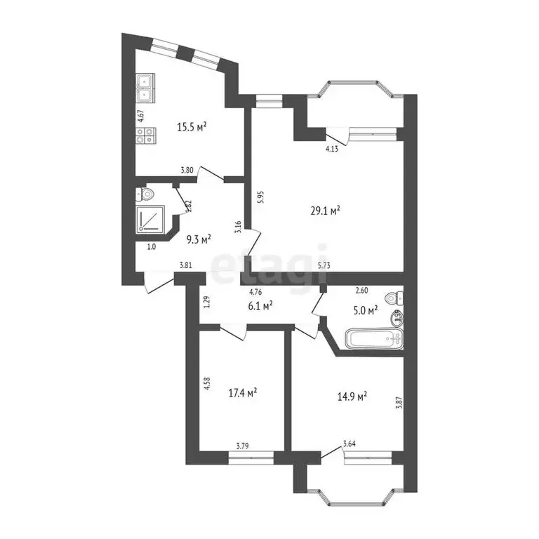3-комнатная квартира: Тюмень, Паровозная улица, 9 (99.5 м) - Фото 0