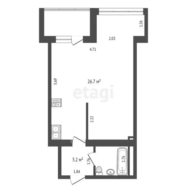 1-комнатная квартира: Тольятти, Революционная улица, 56 (32 м) - Фото 1