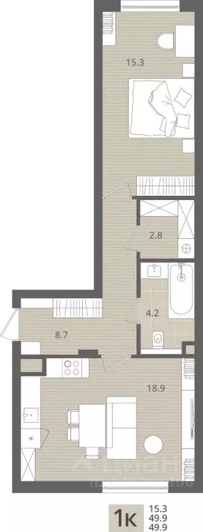 1-к кв. Калининградская область, Пионерский пос. Рыбное,  (49.9 м) - Фото 1