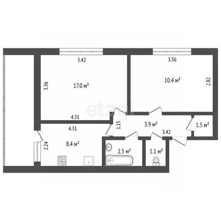 2-к кв. Хабаровский край, Хабаровский район, Тополевское с/пос, с. ... - Фото 1