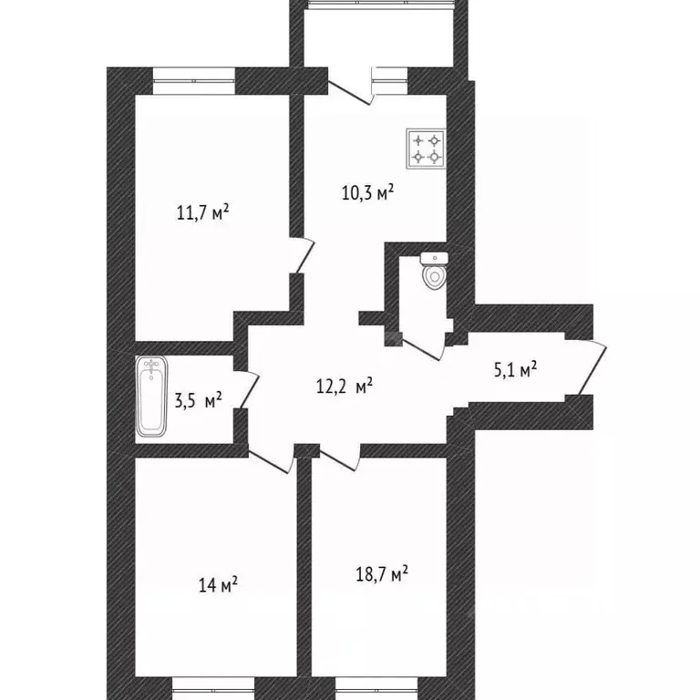 3-к кв. Смоленская область, Смоленск Пригородная ул., 11а (76.8 м) - Фото 1