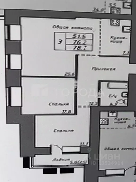 3-к кв. Алтайский край, Барнаул Комсомольский просп., 122Вк1 (76.5 м) - Фото 2