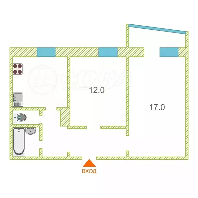 2-к кв. Тюменская область, Тюмень ул. Домостроителей, 8 (51.0 м) - Фото 2