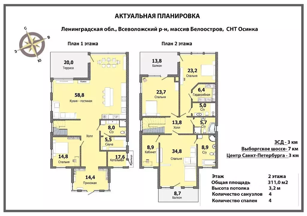 Коттедж в Ленинградская область, Всеволожский район, Сертоловское ... - Фото 1