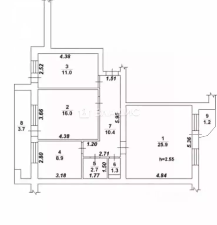3-к кв. Воронежская область, Воронеж ул. Моисеева, 15 (81.1 м) - Фото 2