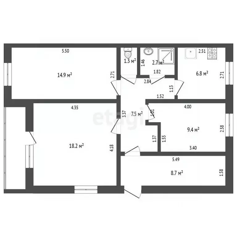 3-к кв. Тюменская область, с. Исетское ул. Янтимирова, 11 (69.5 м) - Фото 1
