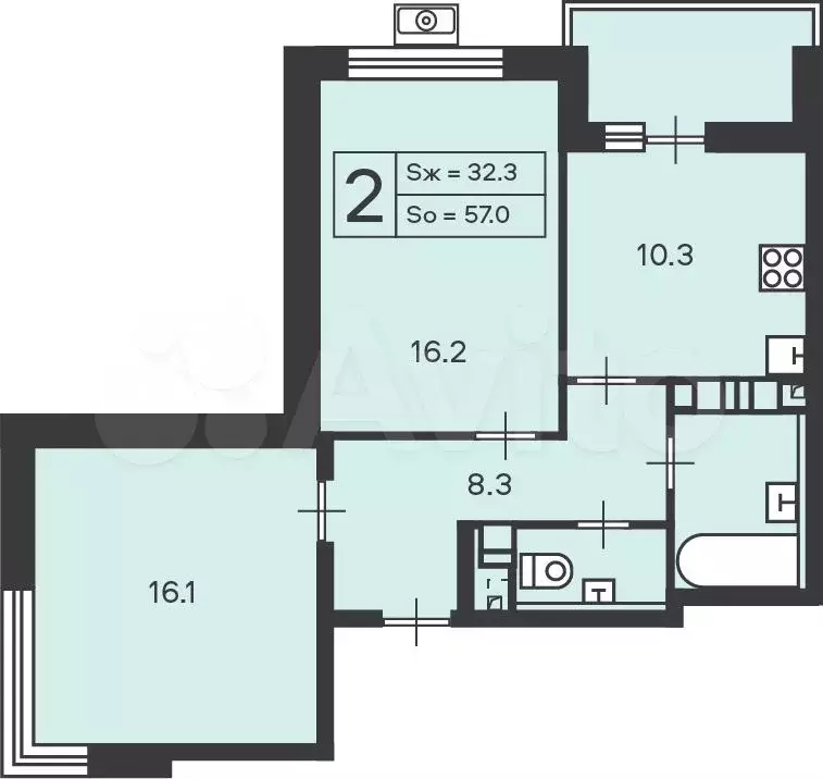 Аукцион: 2-к. квартира, 57 м, 13/21 эт. - Фото 1