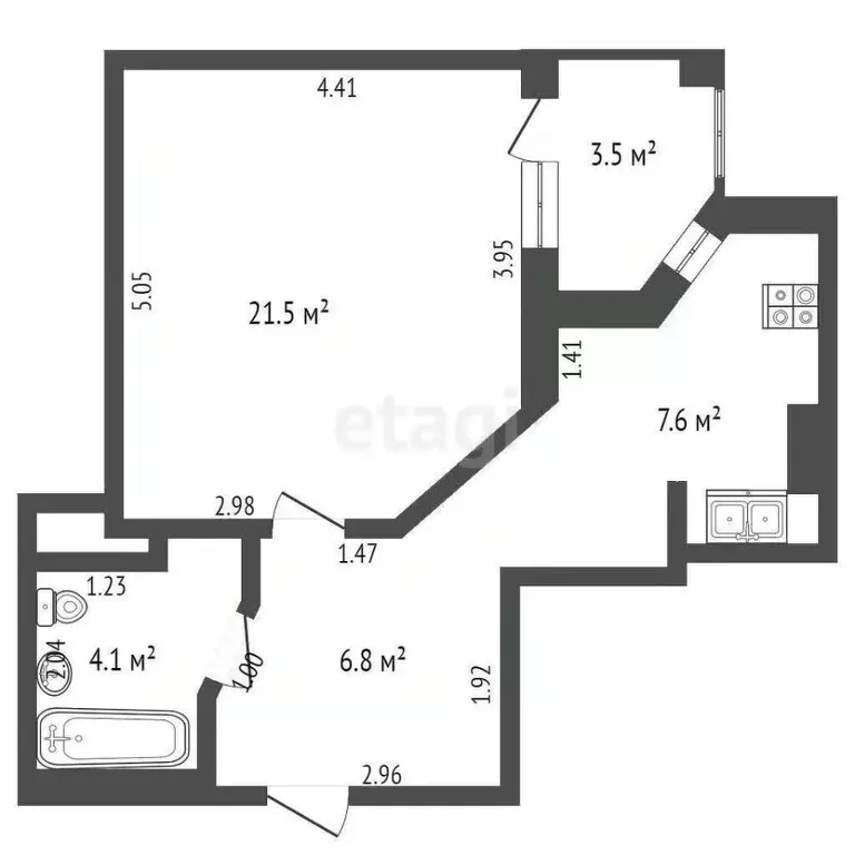 1-к кв. Ростовская область, Ростов-на-Дону Тарасовская ул., 20 (40.0 ... - Фото 1