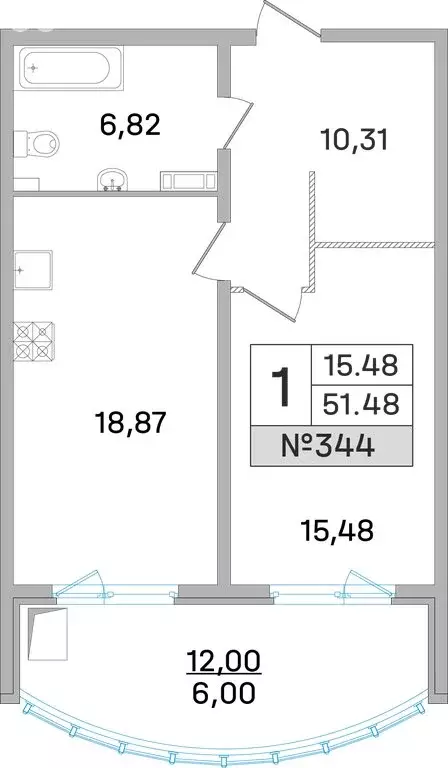 1-комнатная квартира: Королёв, улица Калинина, 11 (51.3 м) - Фото 0