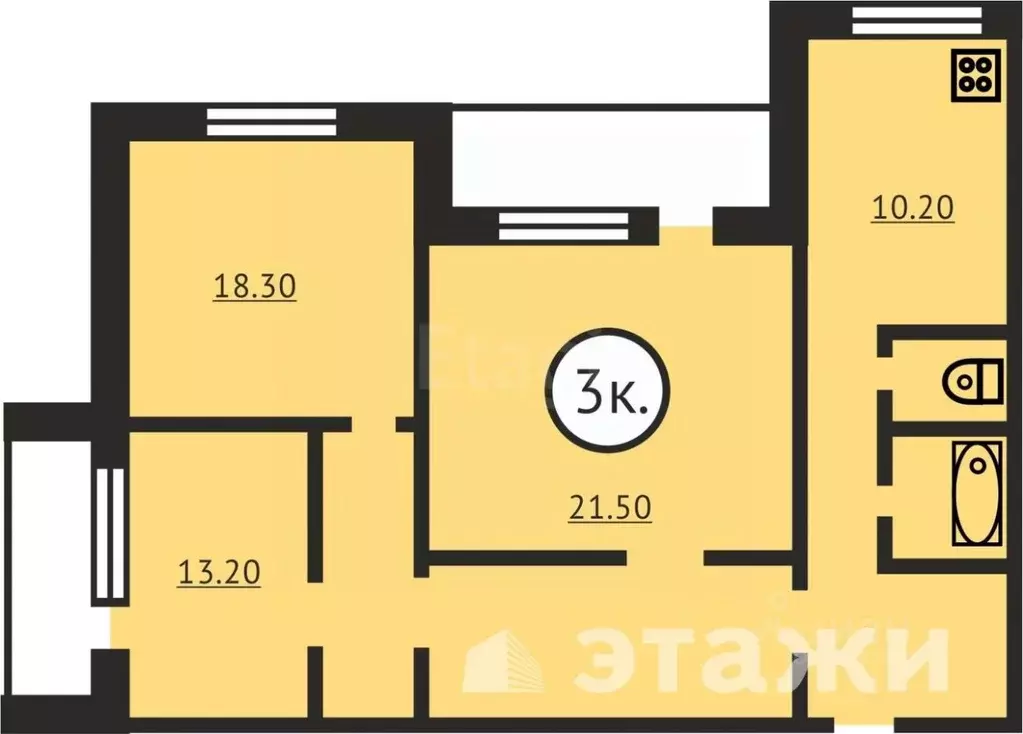 3-к кв. Саха (Якутия), Якутск ул. Кузьмина, 39 (90.0 м) - Фото 2