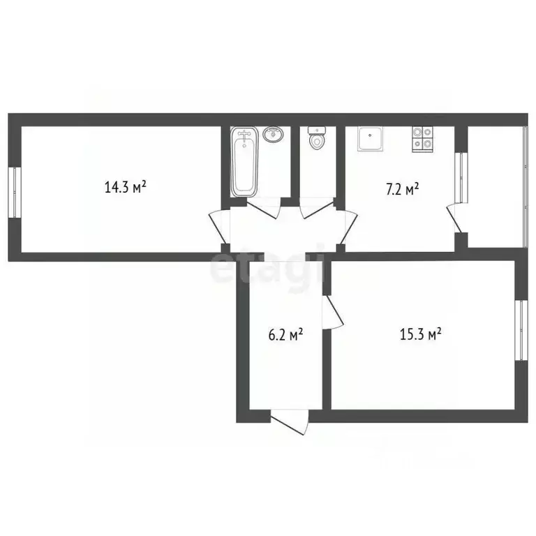 2-к кв. Башкортостан, Стерлитамак ул. Щербакова, 8 (47.6 м) - Фото 0