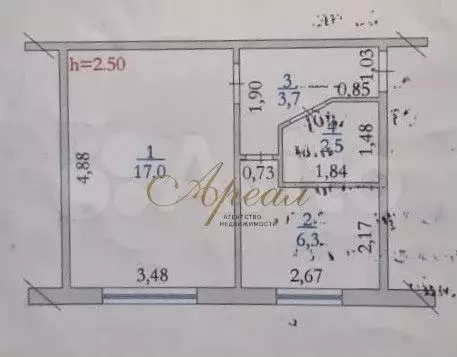 1-к. квартира, 29,5 м, 1/5 эт. - Фото 0