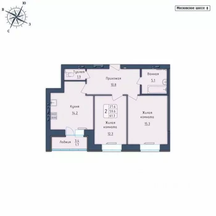 2-к кв. Орловская область, Орел Московское ш., 7Б (61.3 м) - Фото 0