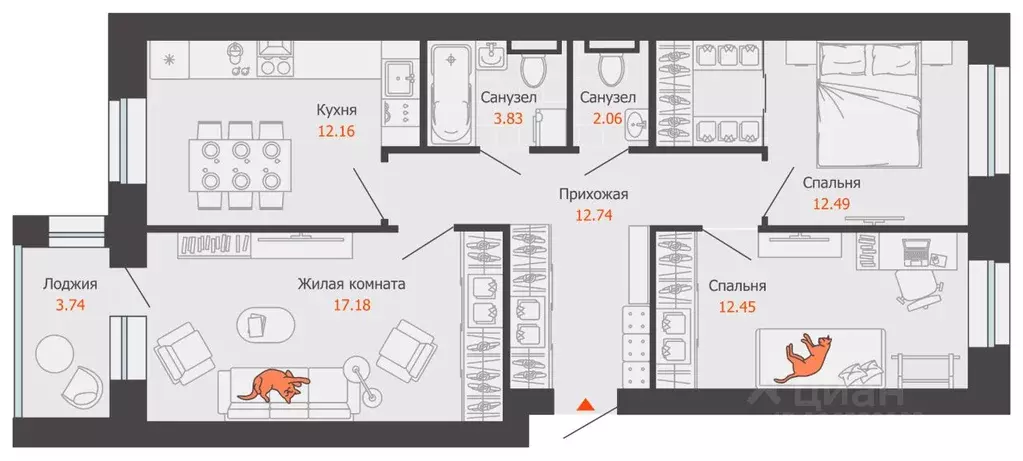 3-к кв. Кировская область, Киров Новый мкр,  (75.0 м) - Фото 0