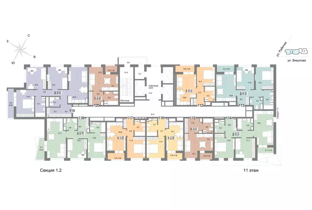 1-к кв. Свердловская область, Екатеринбург ул. Семена Лагоды, 80 (37.3 ... - Фото 2
