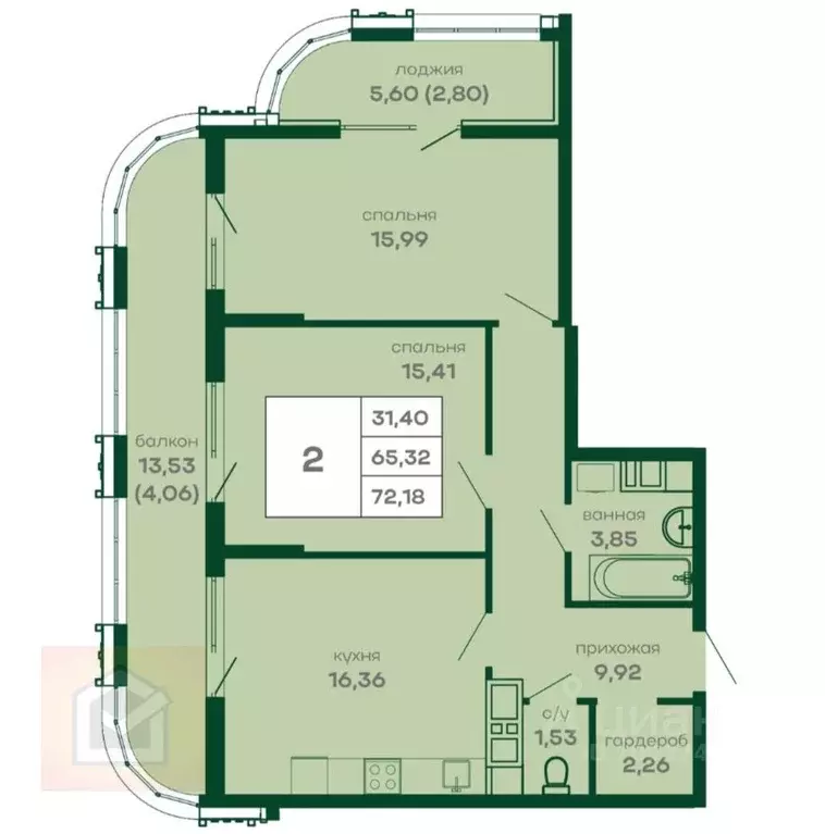 2-к кв. Крым, Симферополь ул. 51-й Армии, 111 (72.18 м) - Фото 0