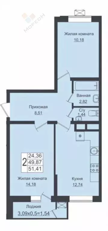 2-комнатная квартира: Краснодар, улица Западный Обход, 39/1к6 (53.4 м) - Фото 0