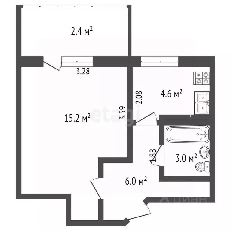 1-к кв. Крым, Ялта ул. Сосновая, 34 (28.8 м) - Фото 1