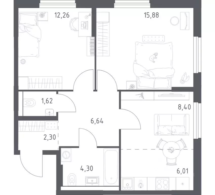 2-к кв. Башкортостан, Уфа ул. Минигали Губайдуллина, 8к9 (57.41 м) - Фото 1