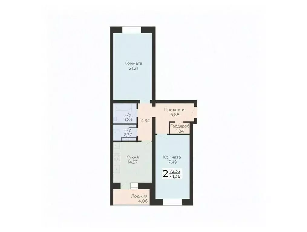 2-к кв. Орловская область, Орел ул. Панчука, 83Б (74.36 м) - Фото 0