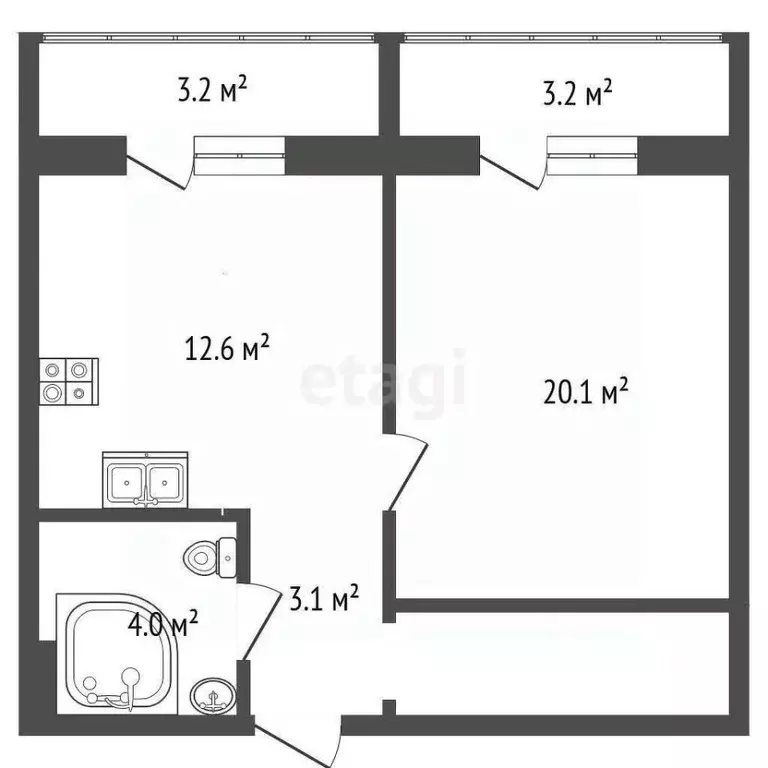 1-к кв. Крым, Черноморское пгт ул. Сигнальная, 2Б (40.3 м) - Фото 2