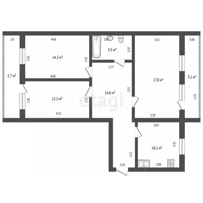 3-к кв. Башкортостан, Стерлитамак 23 Мая ул., 59 (80.0 м) - Фото 2