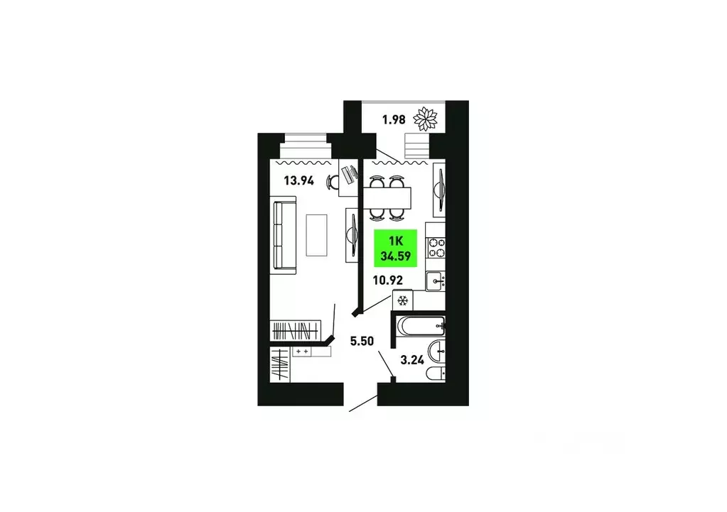 1-к кв. Кировская область, Кирово-Чепецкий район, Федяковское с/пос, ... - Фото 1